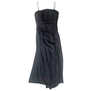 Armani Collezioni black classic silk ruched spaghetti straps gown size 40
